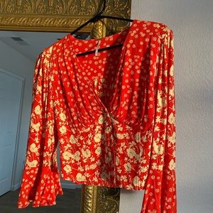 Free people orange 70s top